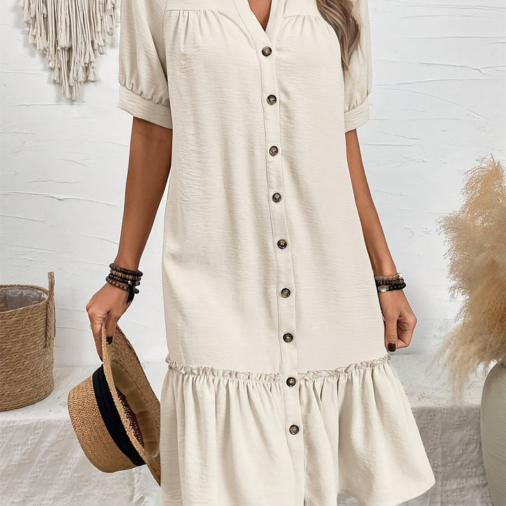 Maevelle | Elegant Boho Button Midi Dress