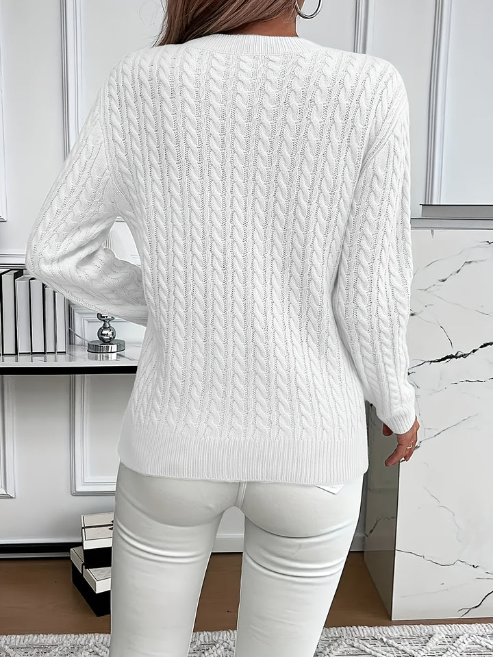 Elspeth | Cable-Knit Round Neck Sweater