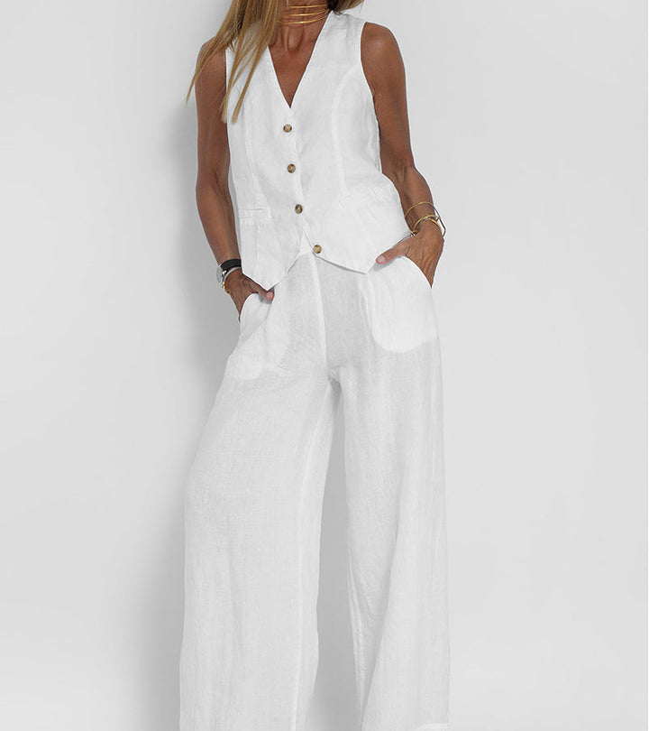 Lauren | Elegant Vest and Wide Leg Pants Set