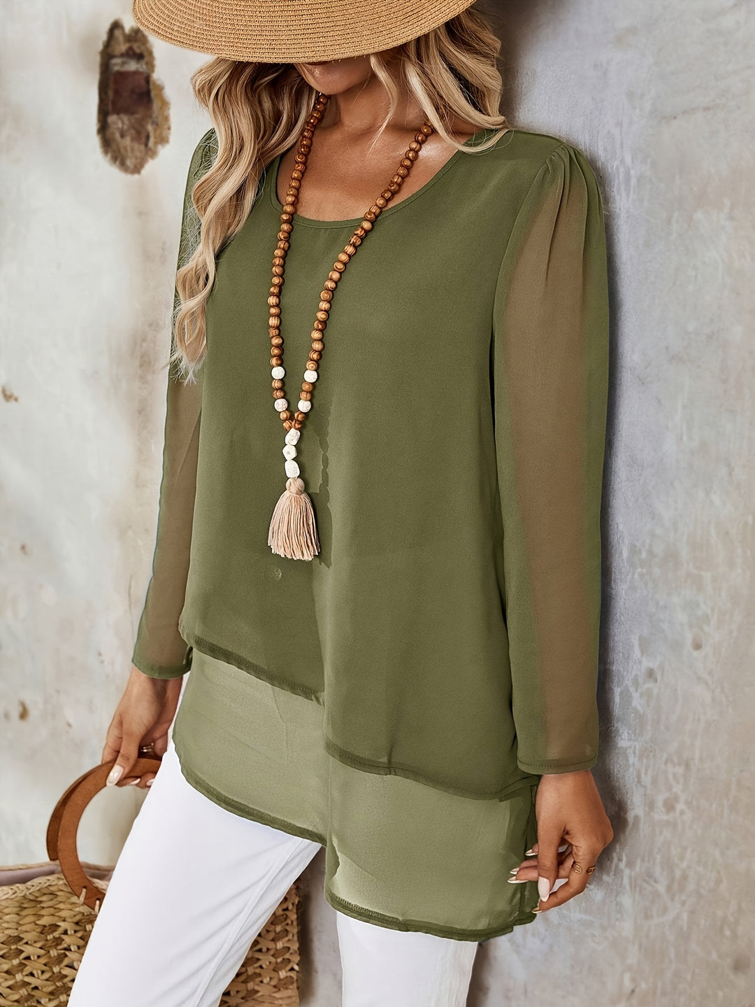 Bridget | Layered Irregular-Hem Blouse