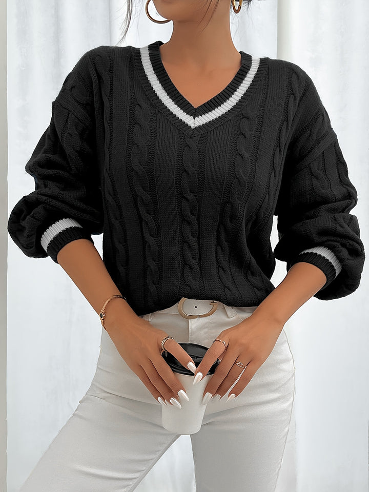 Tamara | Classic Cable-Knit V-Neck Sweater