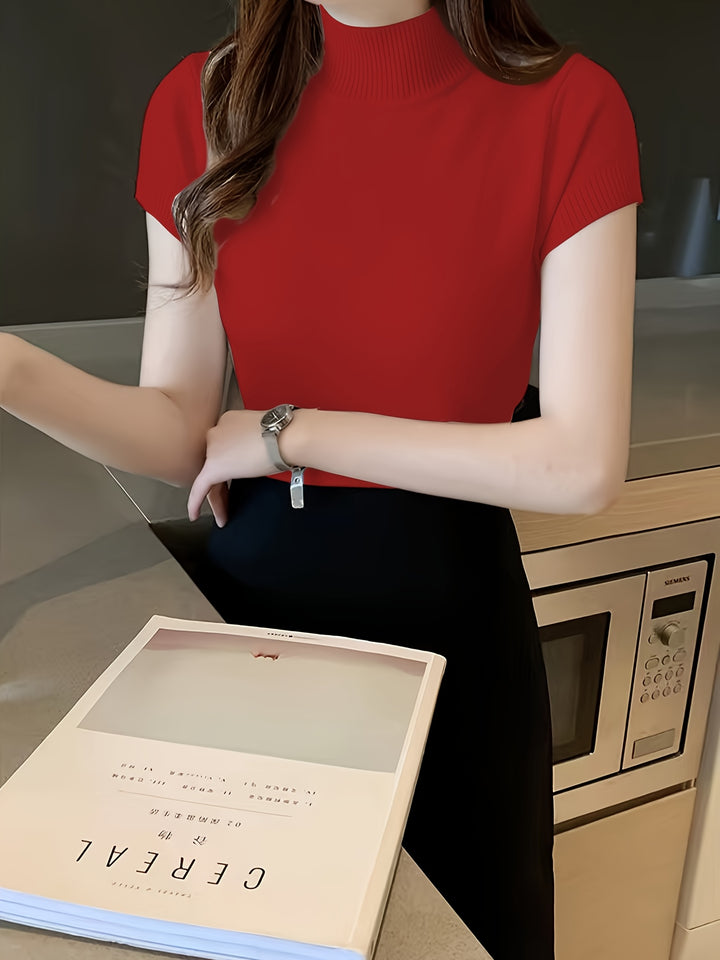 Marnie | Half-Turtleneck Short-Sleeve Top