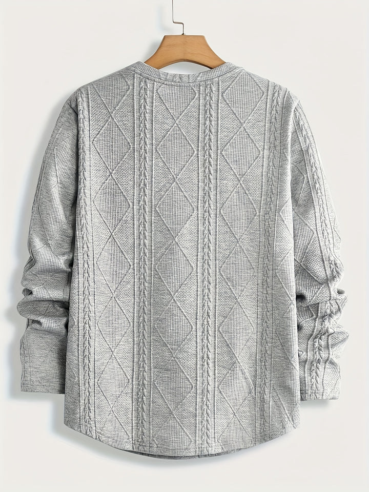 Bryce | Textured Round Neck Long Sleeve Top