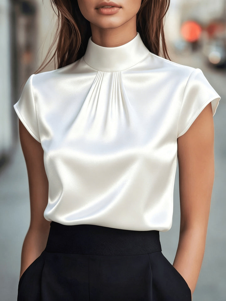 Arabella | Pleated Stand-Collar Blouse
