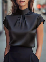 Arabella | Pleated Stand-Collar Blouse