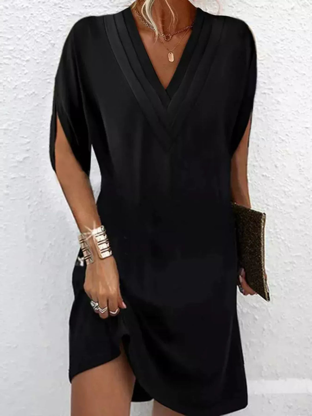 Emery | Classic V Neck Mini Dress