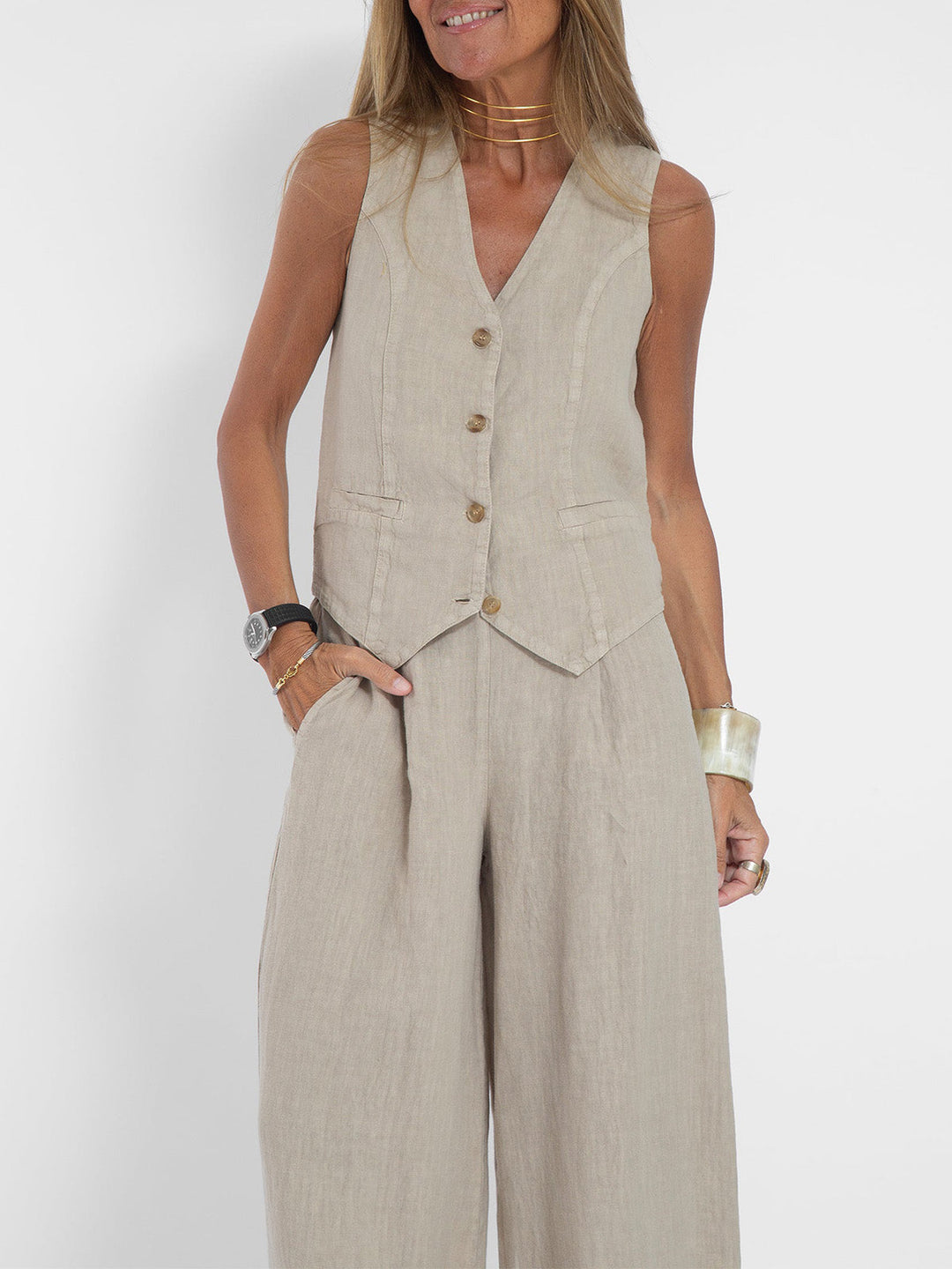 Lauren | Elegant Vest and Wide Leg Pants Set