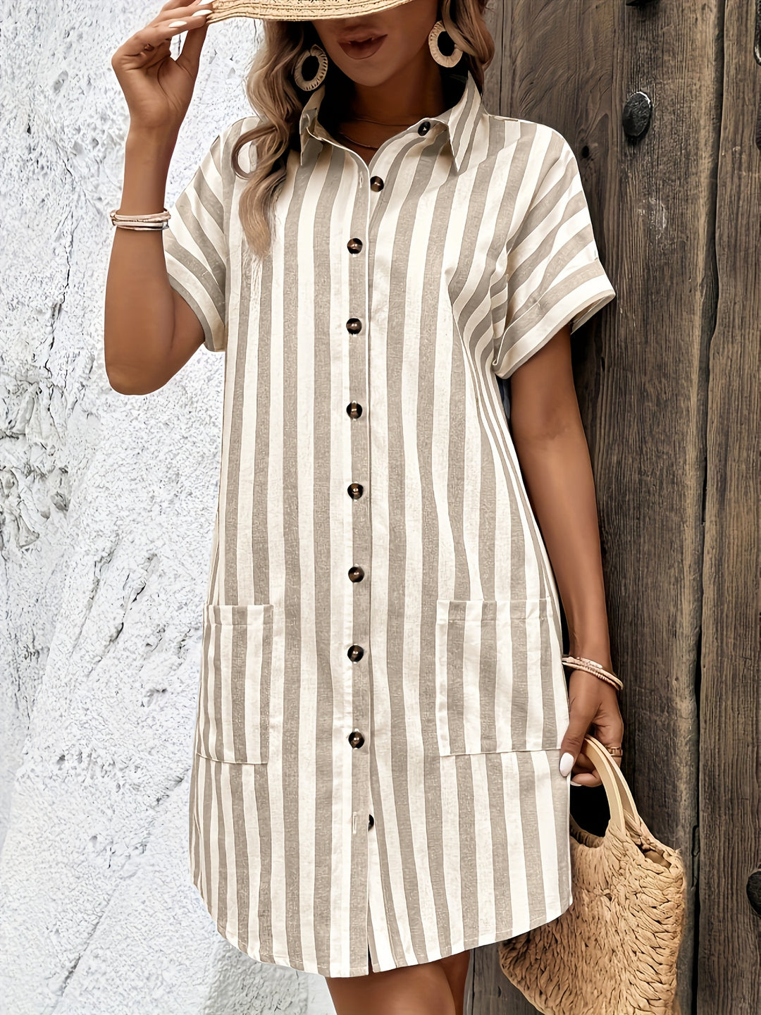 Juliet | Belted Striped Shirt Dress