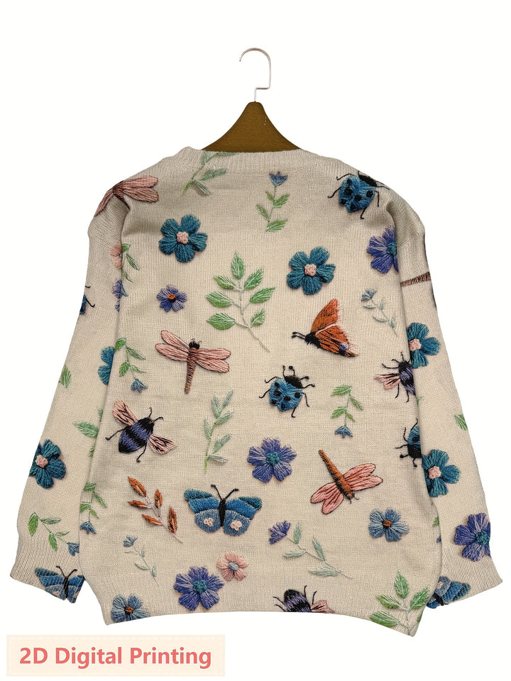 Cynthia | Botanical Crew Neck Sweater
