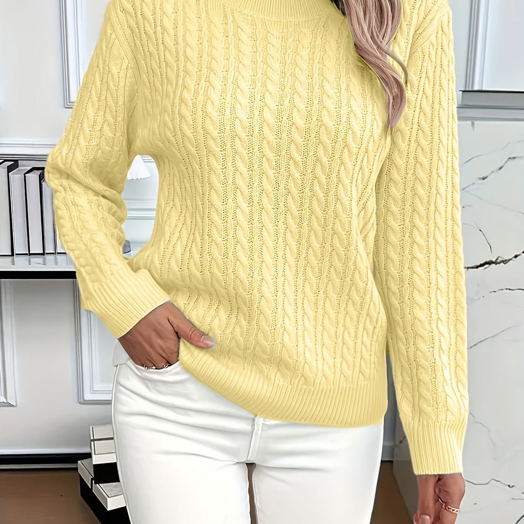 Elspeth | Cable-Knit Round Neck Sweater