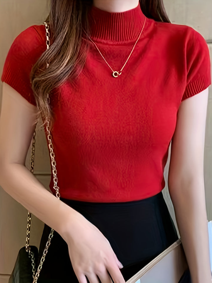 Rowan | Refined Mock-Neck Short Sleeve Top
