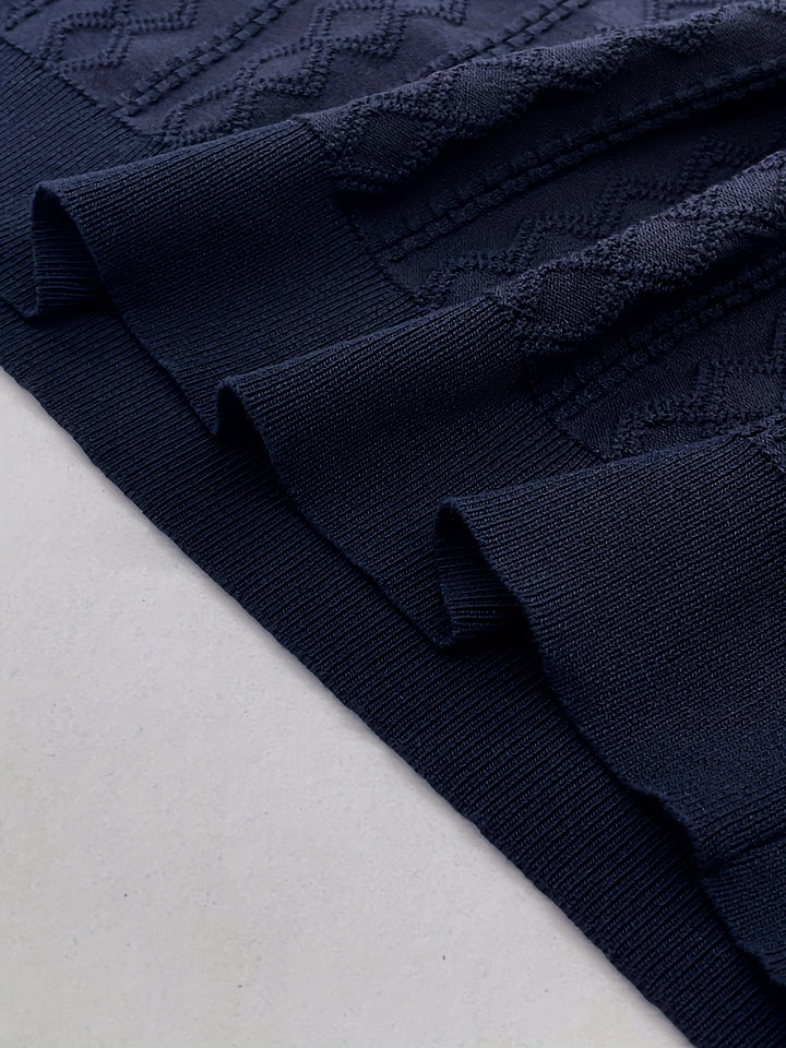 Damien | Textured Contrast-Collar Polo Shirt