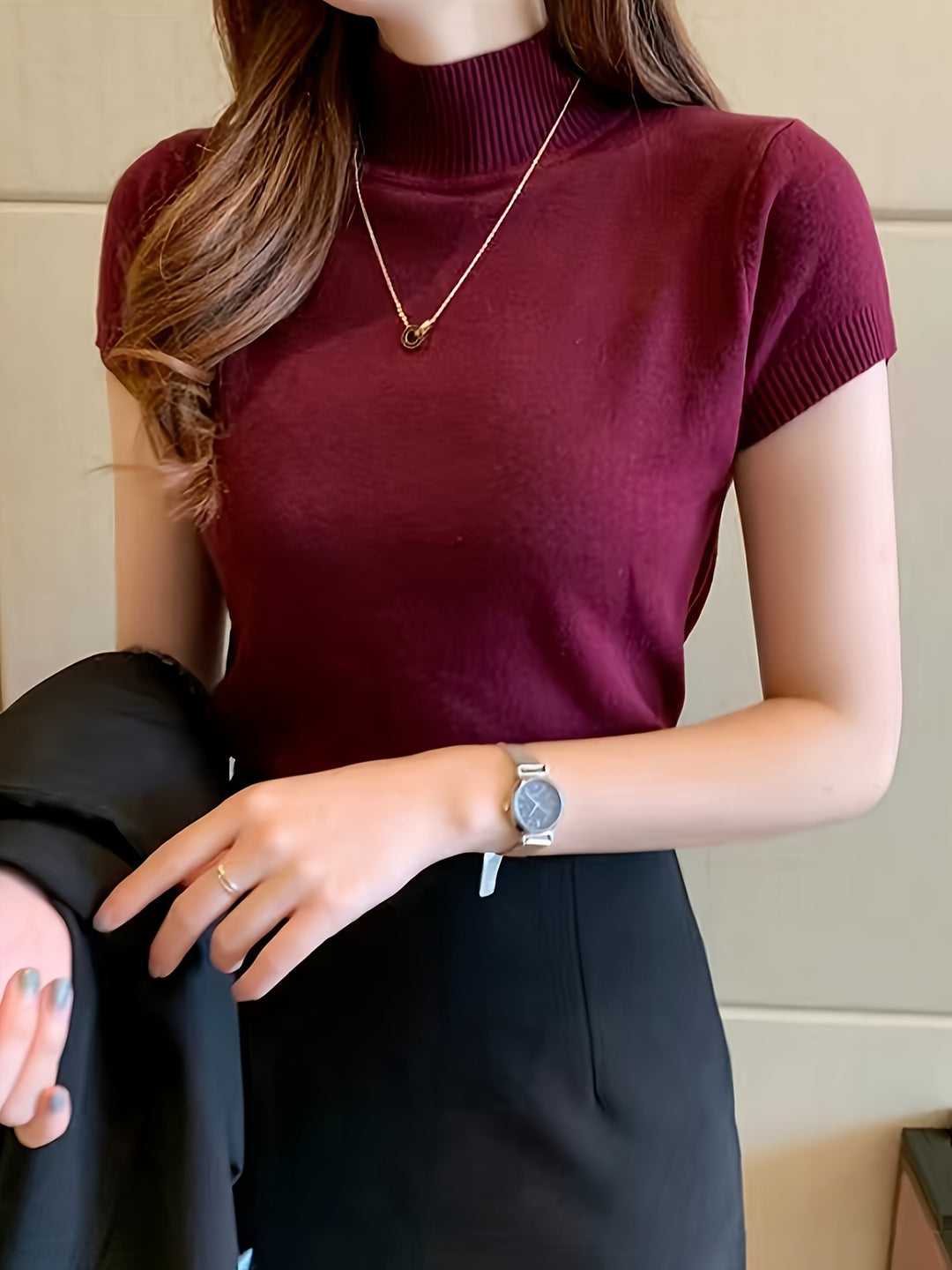 Rowan | Refined Mock-Neck Short Sleeve Top