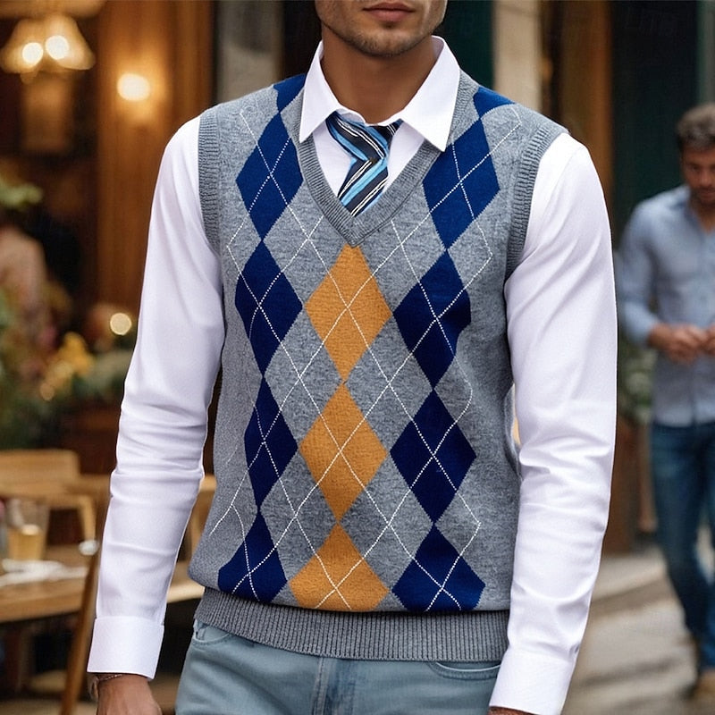 Lachlan | Argyle V-Neck Sweater Vest