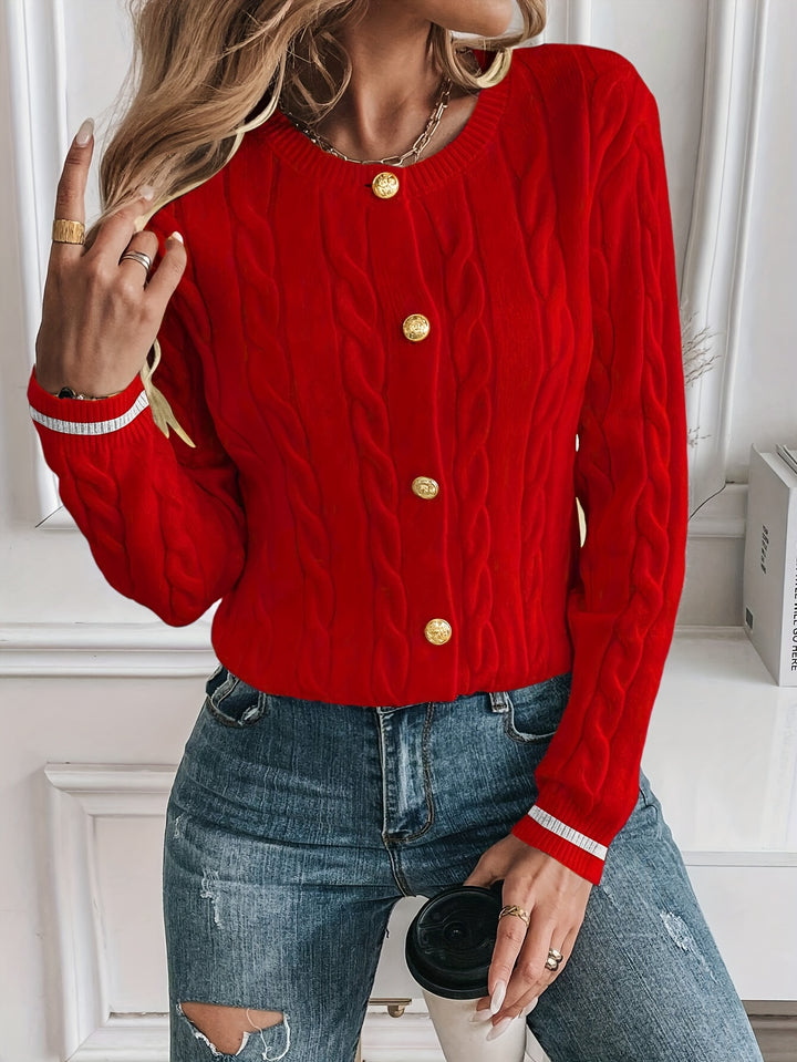 Brielle | Cable-Knit Button-Front Cardigan