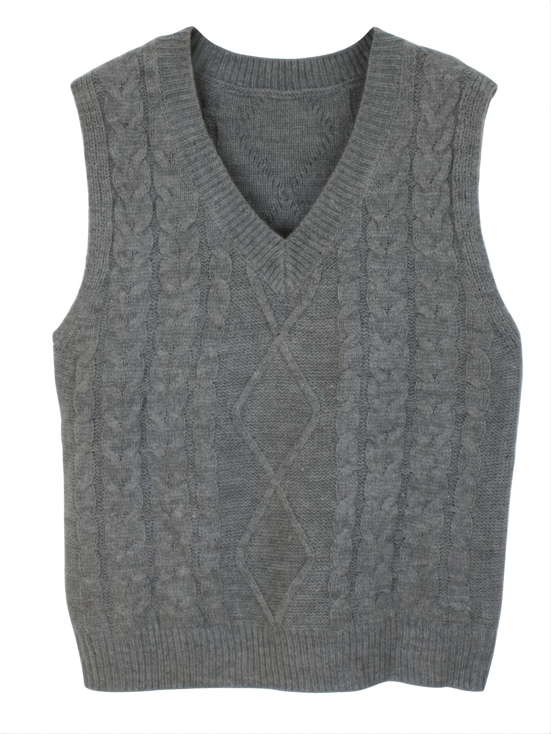 Genevieve | Cable-Knit V-Neck Sweater Vest