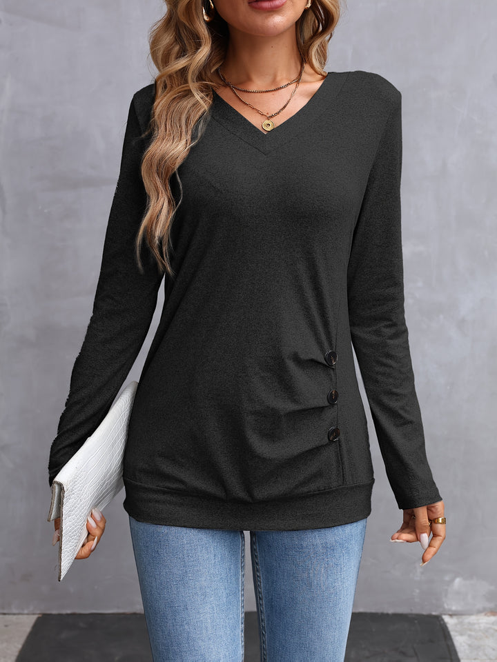 Joanna | Effortless V-Neck Long Sleeve Top