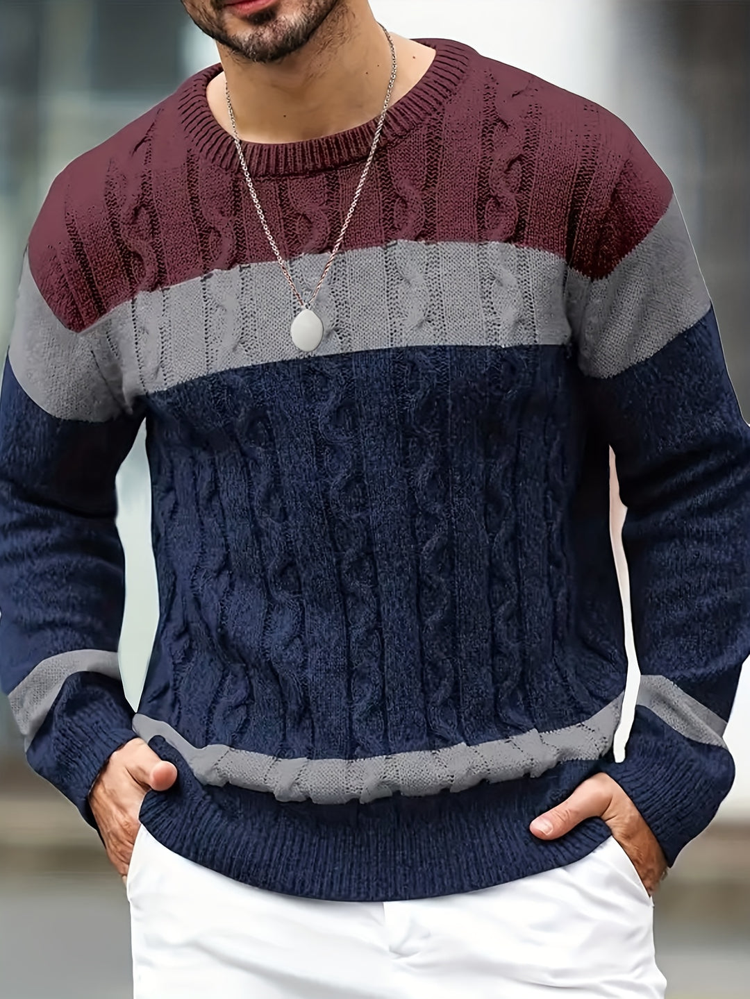 Anton | Textured Colour-Block Sweater