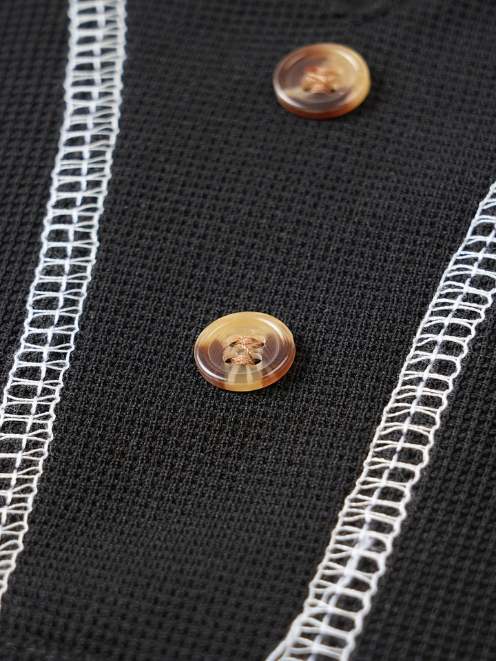 Maxwell | Textured Button-Neck Tee