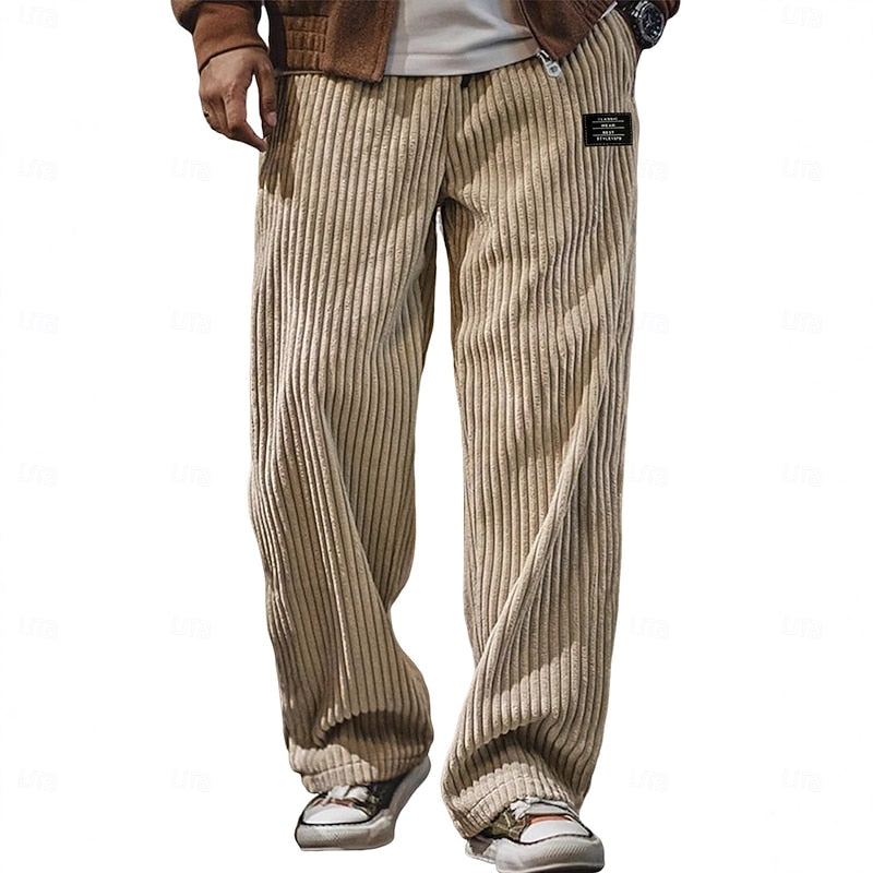 Cedric | Ribbed Textured Wide-Leg Trousers