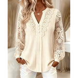 Faye | Lace-Trimmed V-Neck Blouse