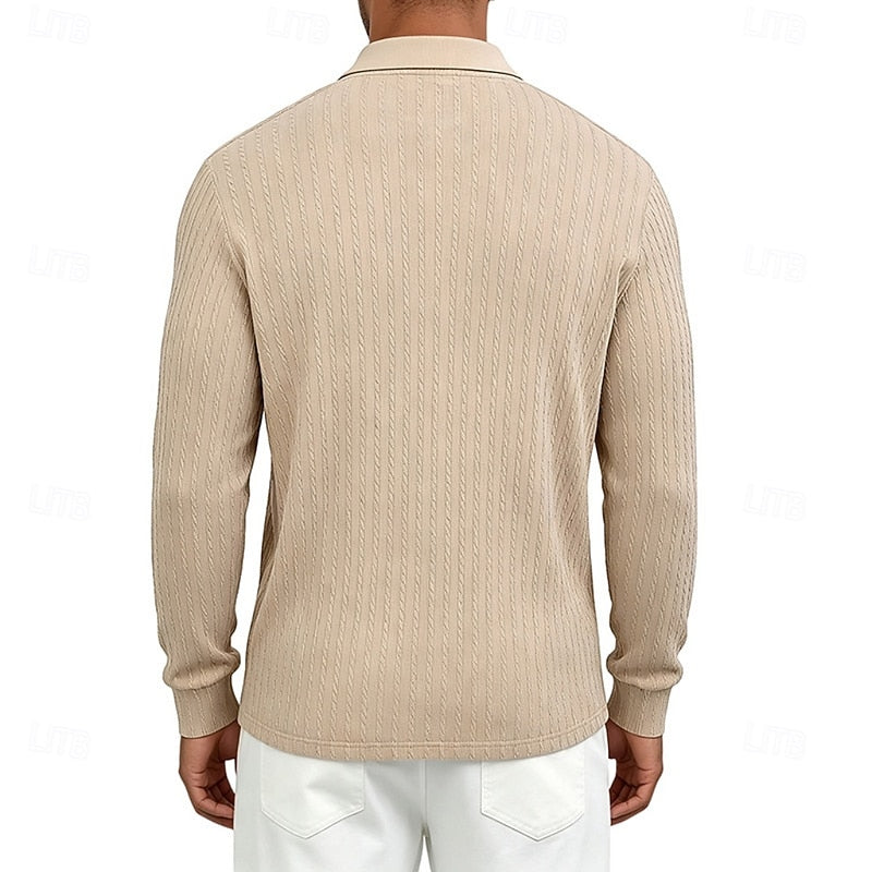 Declan | Textured Quarter-Zip Polo Shirt