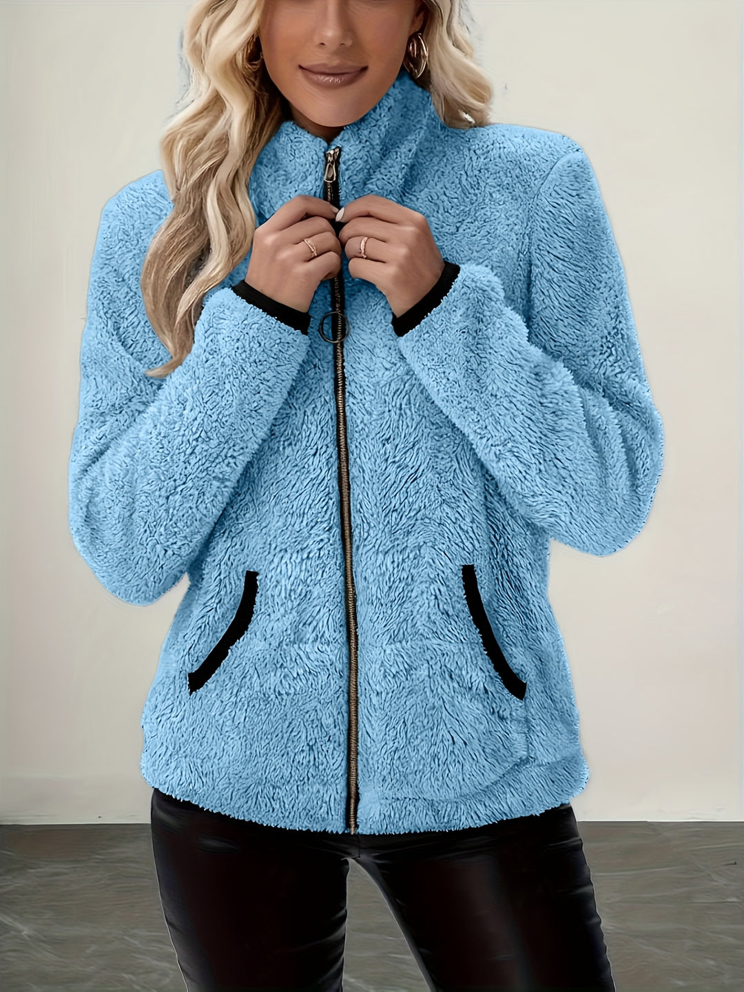 Greta | Cozy Contrast Zip Jacket