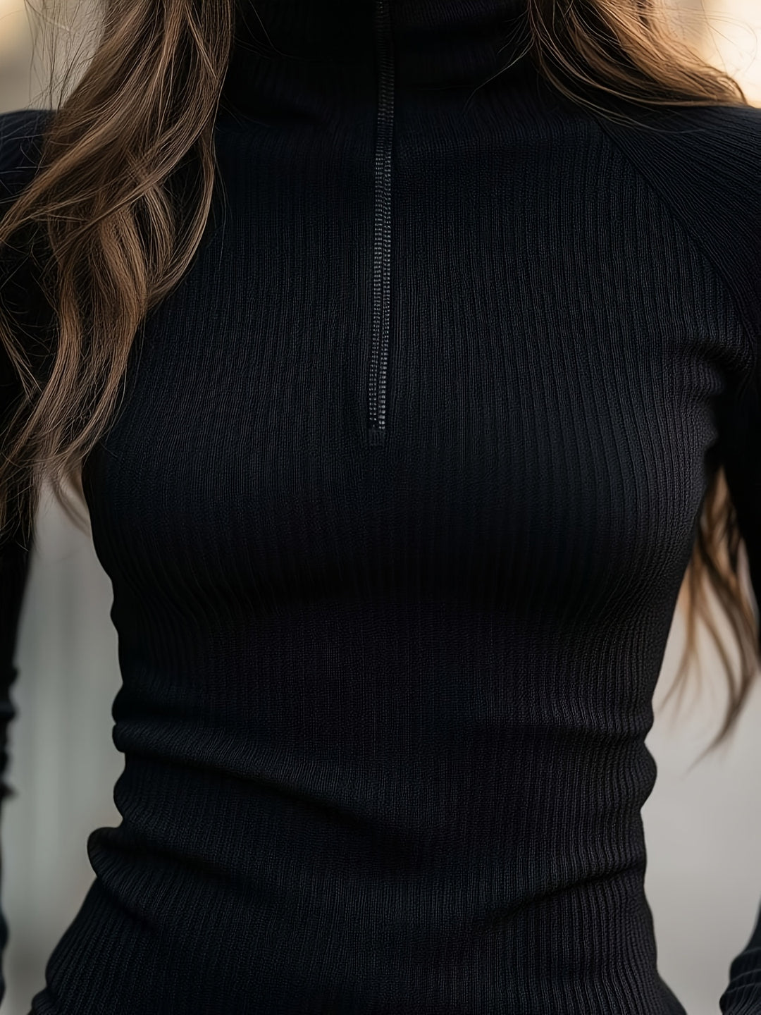 Ophelia | Sleek Half-Zip High-Neck Top