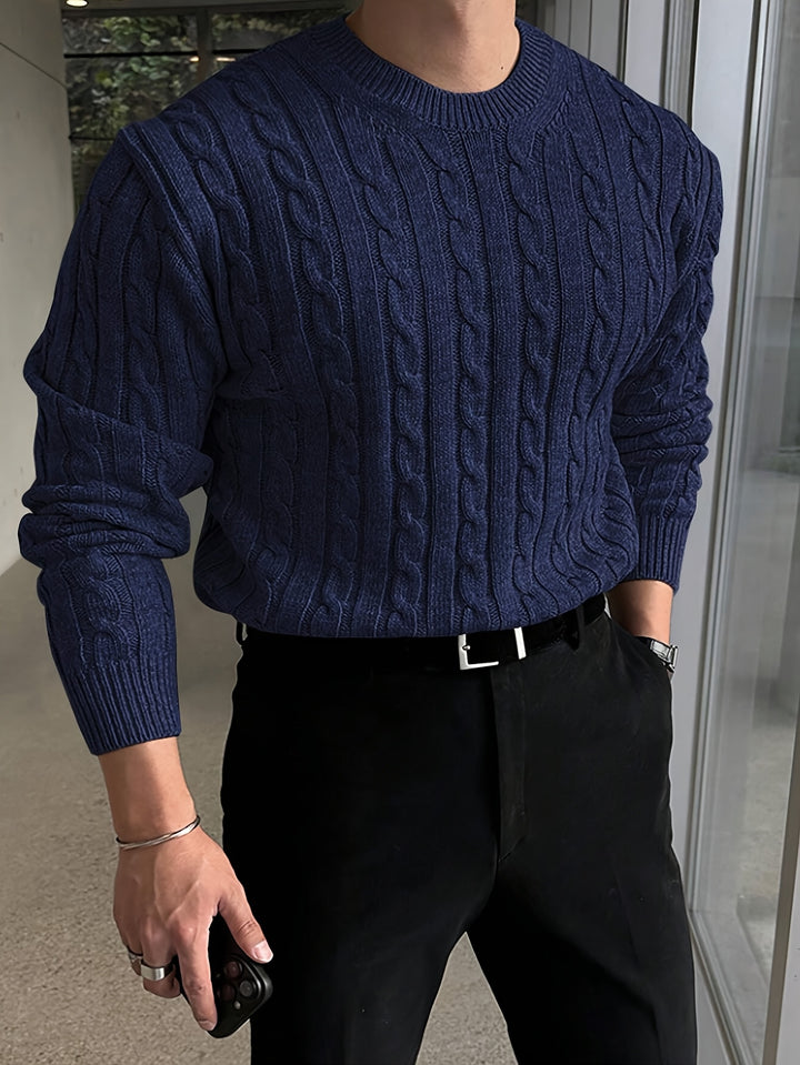 Rupert | Cable-Knit Round Neck Sweater