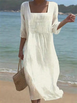 Evelyn | Elegant Square Neck Midi Dress