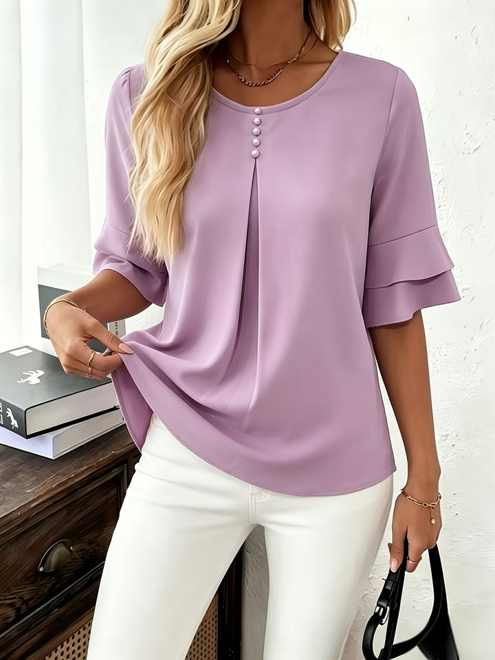 Annette | Flared-Sleeve Ruffle Top