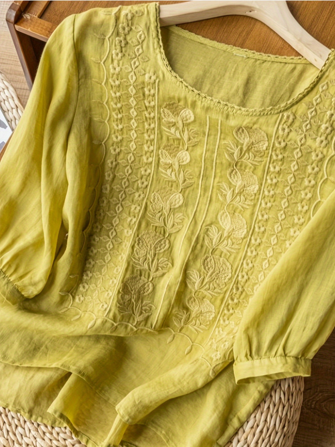Rosina | Embroidered Scoop-Neck Blouse
