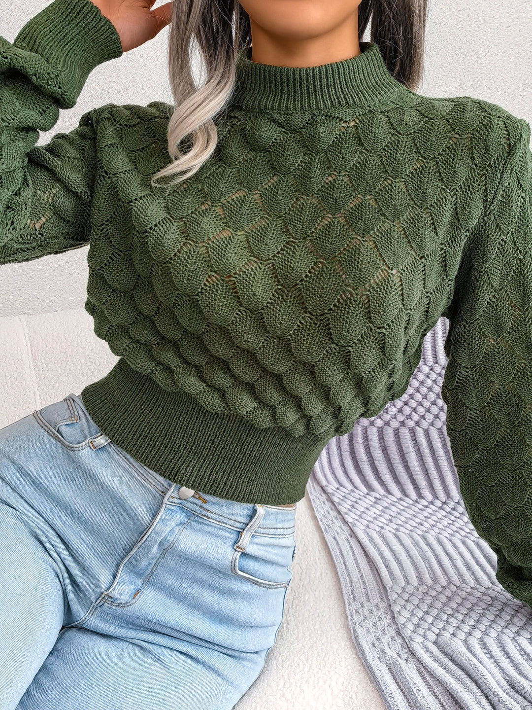 Farrah | Textured Cropped Sweater