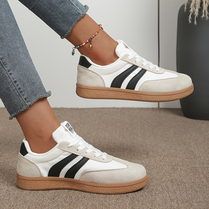 Seraphina | Retro Striped Lace-Up Sneakers