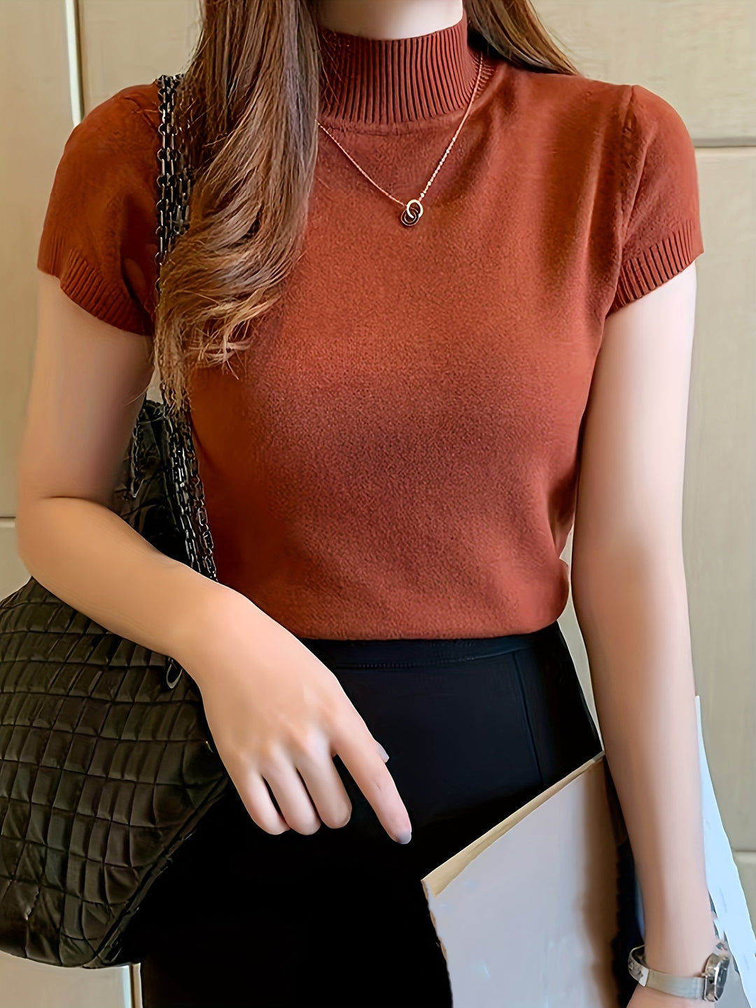 Rowan | Refined Mock-Neck Short Sleeve Top