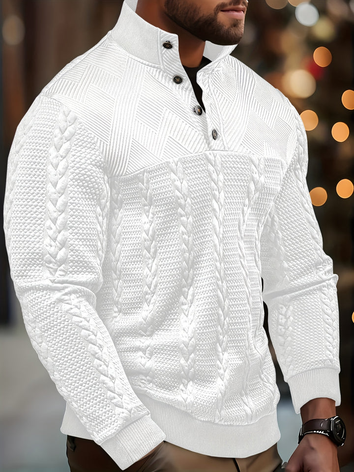 Callahan | Textured Button-Neck Pullover