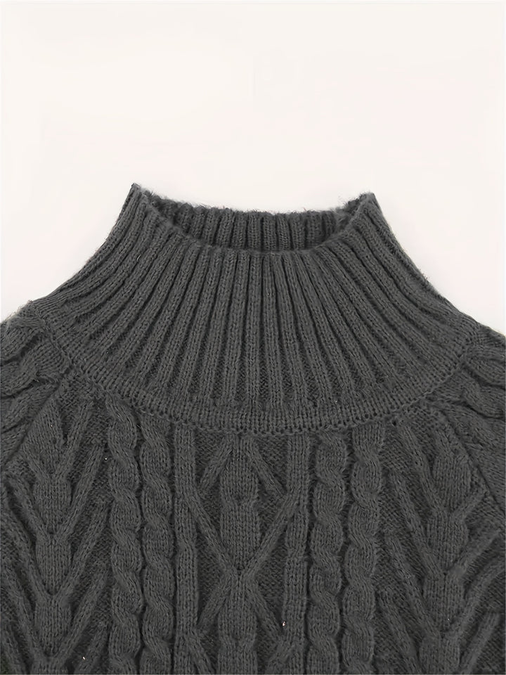 Brooke | Cable-Textured Half-Collar Sweater