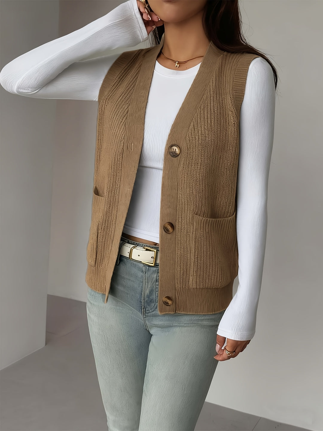 Rosaline | Textured Button-Front Vest