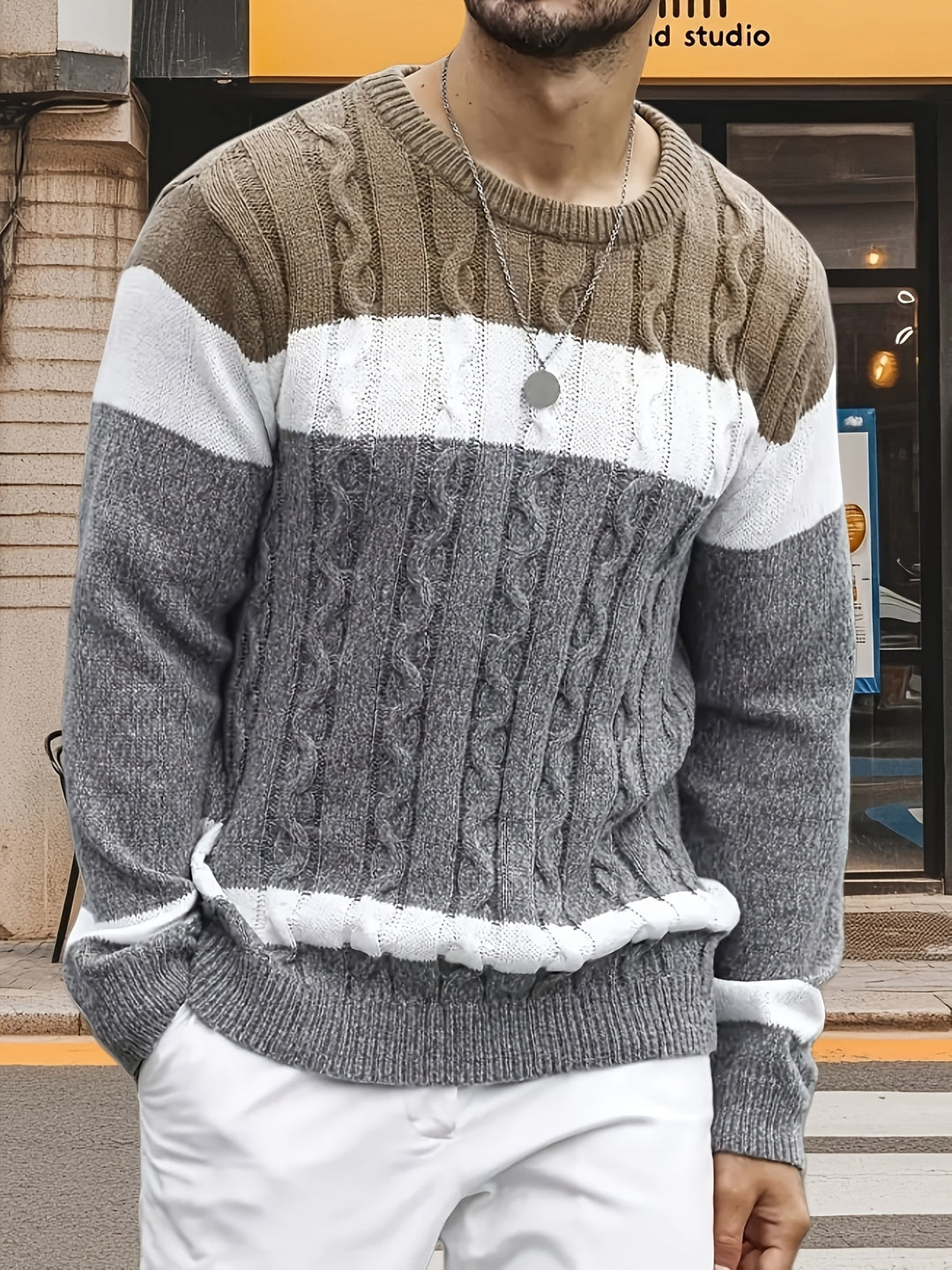 Anton | Textured Colour-Block Sweater