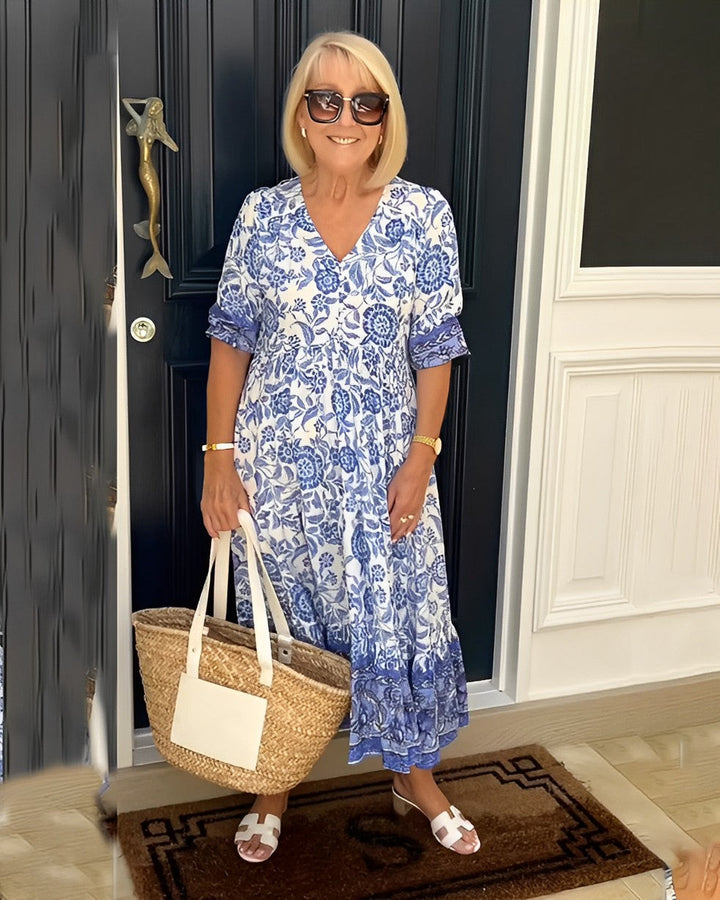 Keisha | Elegant Floral V Neck Dress