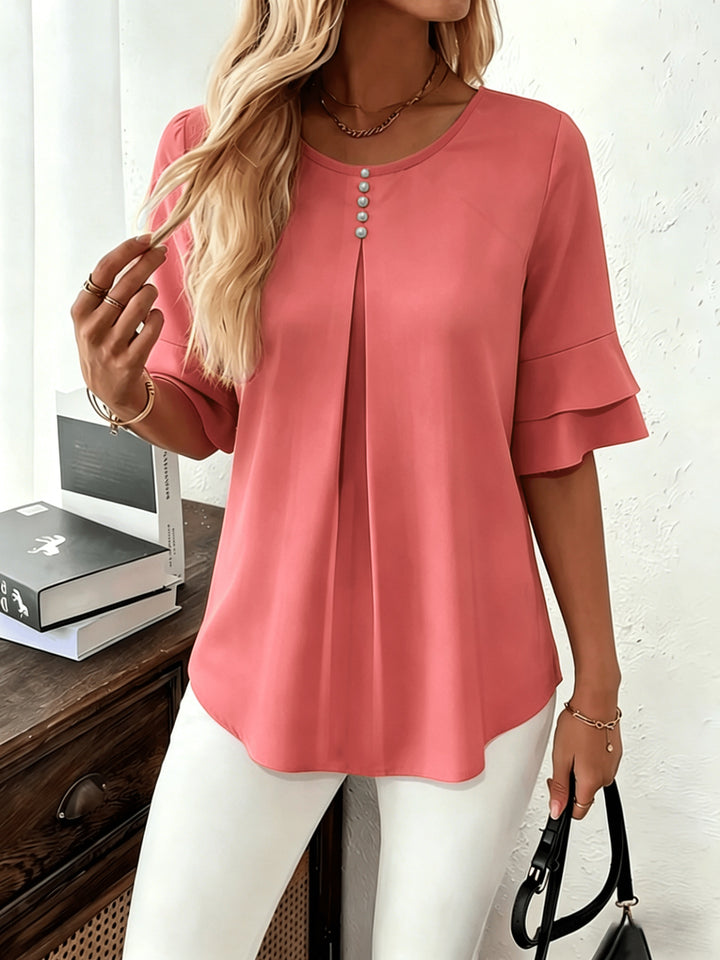 Annette | Flared-Sleeve Ruffle Top