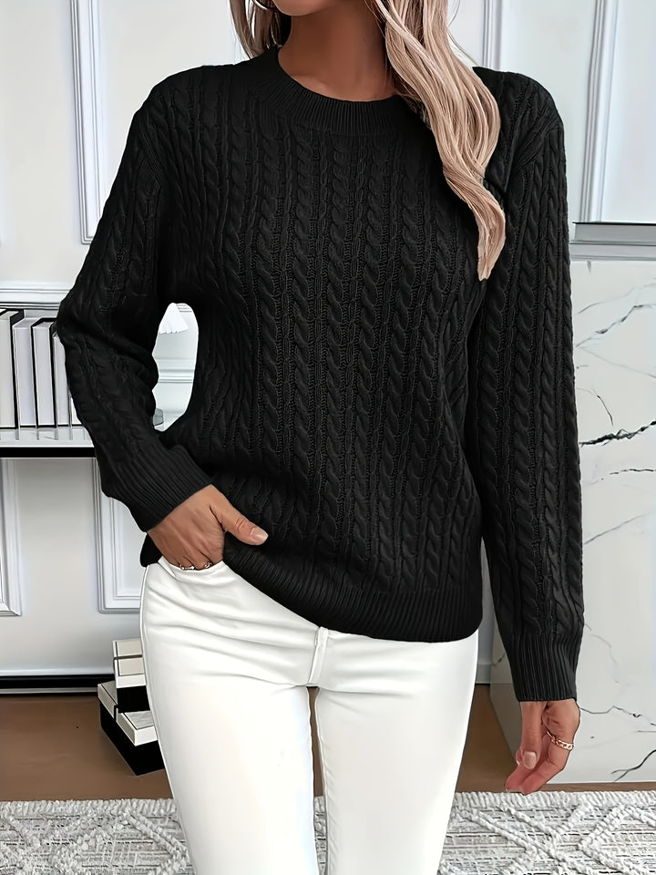 Elspeth | Cable-Knit Round Neck Sweater
