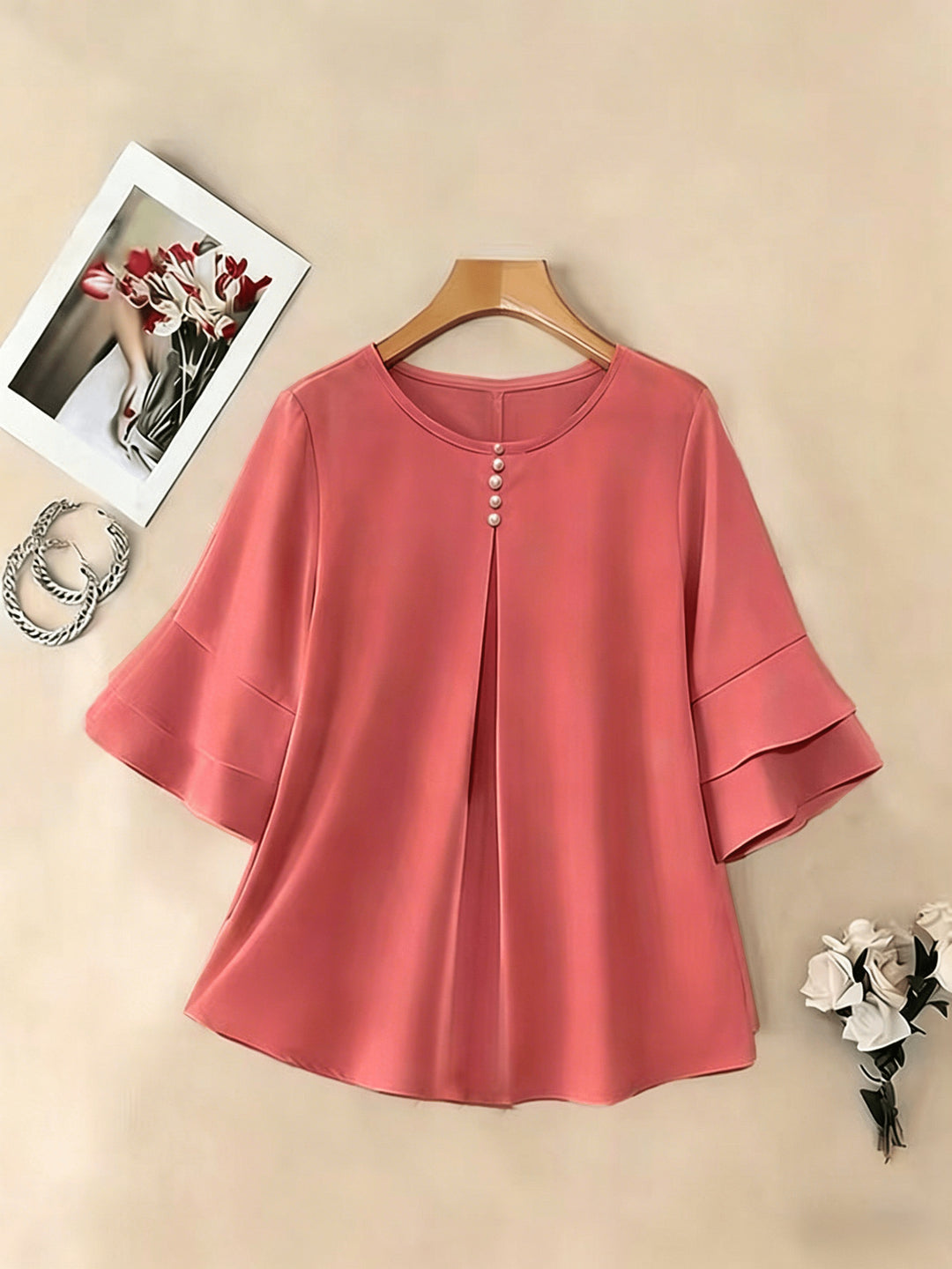 Annette | Flared-Sleeve Ruffle Top