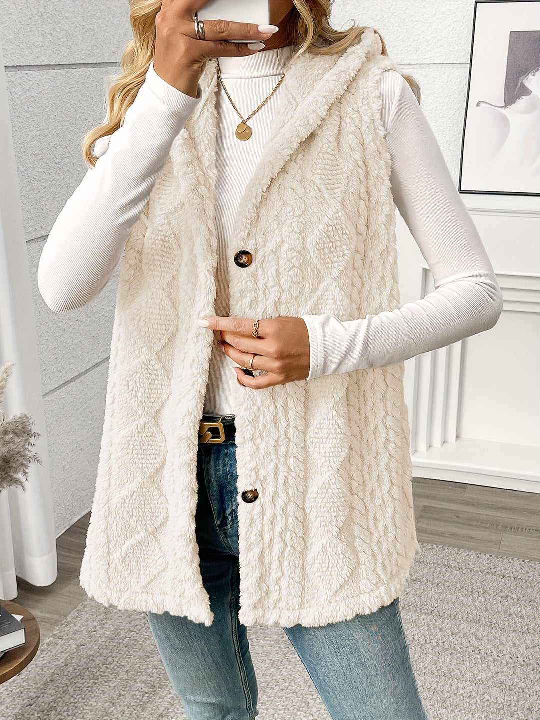 Greta | Cozy Hooded Button-Front Vest