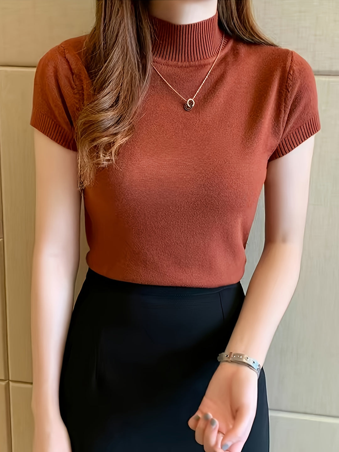 Rowan | Refined Mock-Neck Short Sleeve Top