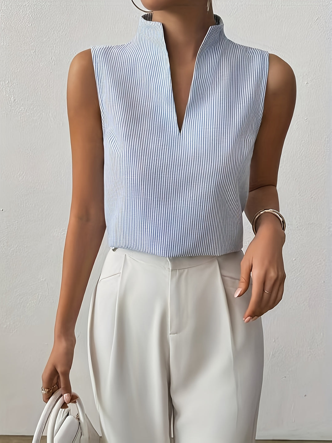 Marlowe | Sleeveless Stand-Collar Blouse