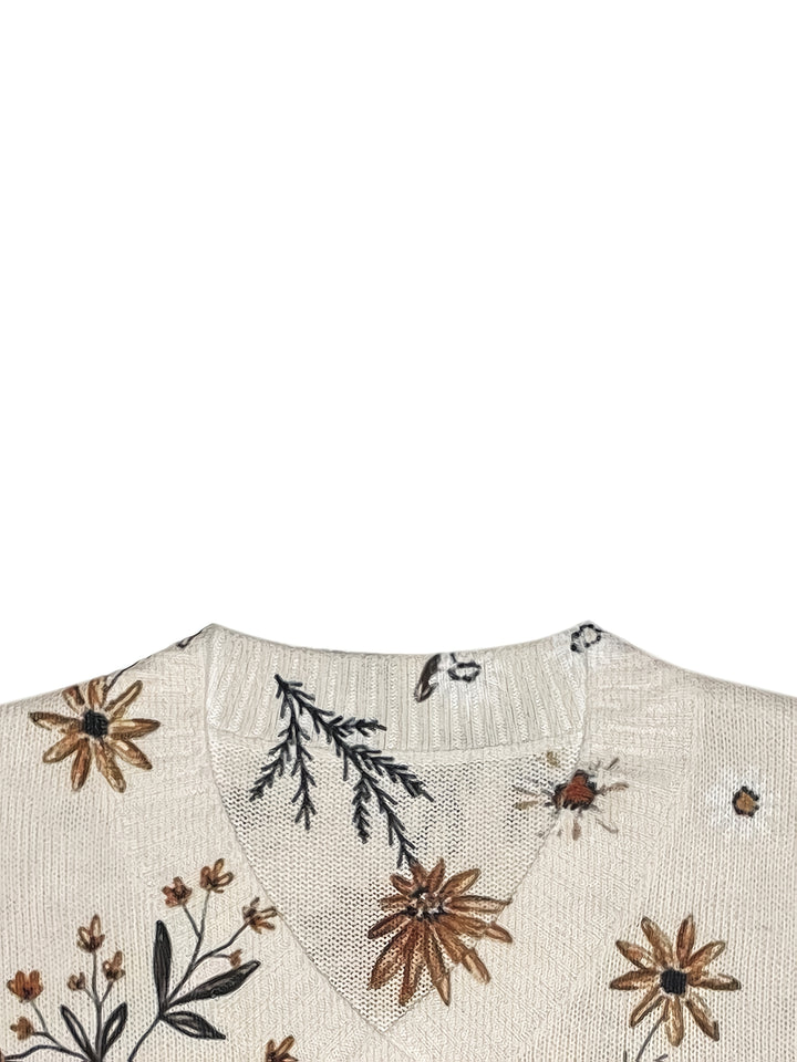 Magnolia | Floral V-Neck Sweater