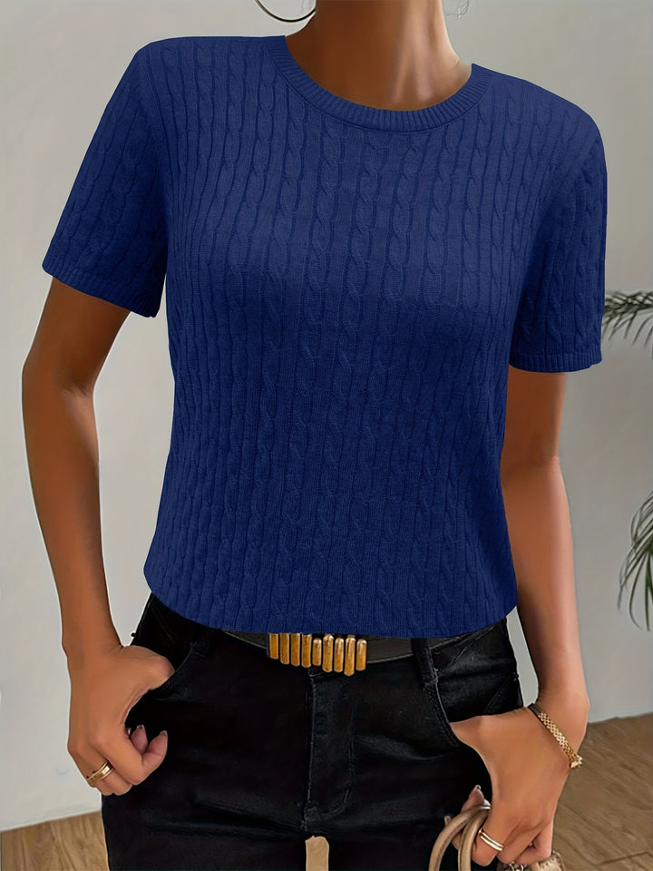 Elaine | Textured Round-Neck Short-Sleeve Top