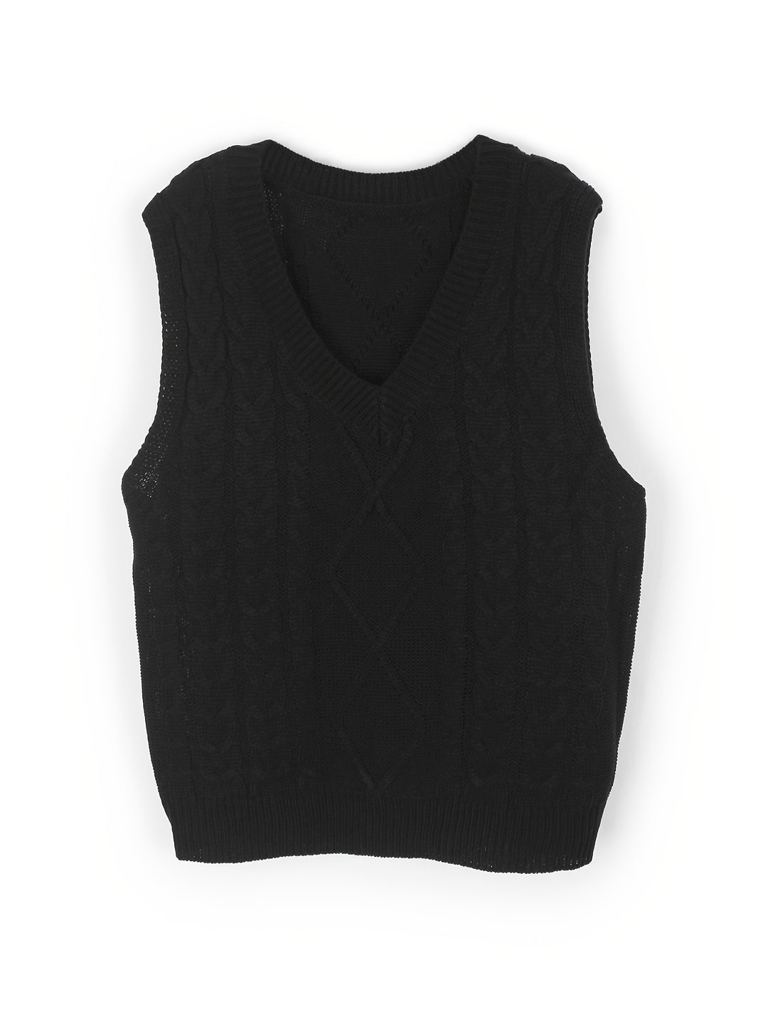 Genevieve | Cable-Knit V-Neck Sweater Vest