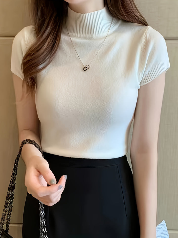 Rowan | Refined Mock-Neck Short Sleeve Top